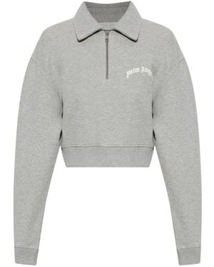 Palm Angels Hoodies & Sweatvesten ,Grijs ,Katoen Logo Sweatshirt