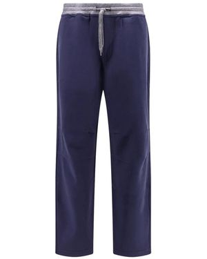 Brunello Cucinelli Broeken ,Blauw ,Katoen Katoenen Joggingbroek Met Borduursel
