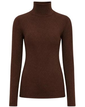 Self-Portrait Truien & Vesten ,Bruin ,High-Neck Metallic Top