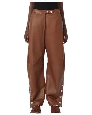 Sportmax Broeken ,Bruin ,Leather Broeken
