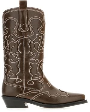 Ganni Cowboy Boots - Marrone