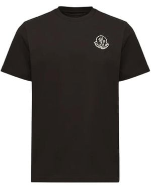 Moncler T-Shirt Van Katoenjersey Met Logopatch - Zwart