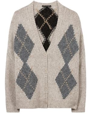 Luisa Cerano Gemusterter Cardigan Aus Alpaka-Mischung - Grau