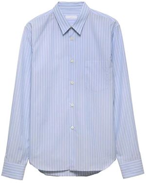 Prada Overhemden ,Blauw ,Katoen Gestreept Katoenen Overhemd