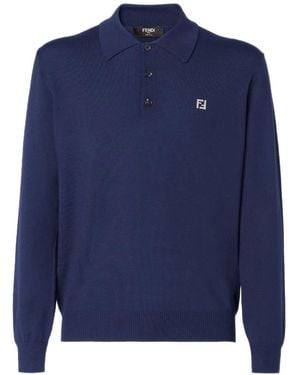 Fendi Round-Neck Knitwear - Azul