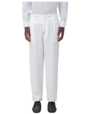 Giorgio Armani Broeken ,Wit ,Linnen Single-Pleat Linnen-Canvas Broek