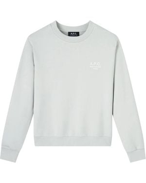 A.P.C. Hoodies & Sweatvesten ,Grijs ,Katoen Standard Rue Madame Sweatshirt - Wit