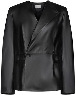 Loulou de Saison Paoli Asymmetric Lapel Leather Jacket - Zwart