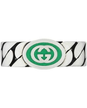 Gucci Interlocking g anillo plata - Verde