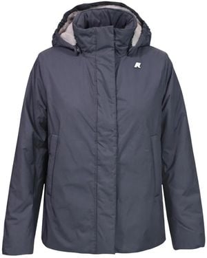 K-Way Jassen ,Grijs ,Polyester Marlette Twill Soft Beaver Jas - Blauw