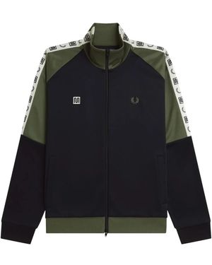 Fred Perry Hoodies & Sweatvesten ,Veelkleurig ,Polyester Taped Raglan Track Jacket - Zwart