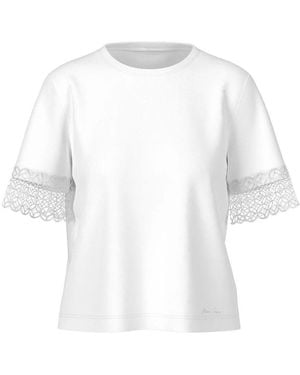 Marc Cain Spitzenärmel t-shirt - Weiß