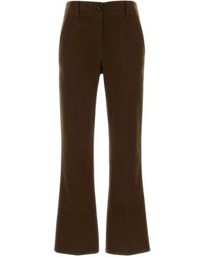 Brunello Cucinelli Broeken ,Bruin ,Katoen Moleskin Cigarette Broek