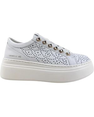 Emanuélle Vee Schoenen ,Wit ,Leer Bice Sneaker Traforata Pelle - Grijs