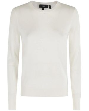 Theory Truien & Vesten ,Wit ,Wol Ivoor Lange Mouw Crew Neck Top