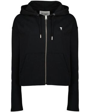 Ami Paris Ami De Coeur Kapuzenjacke Mit Reißverschluss - Schwarz