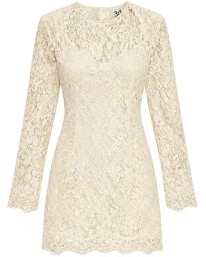 Aniye By Kleedjes ,Polyester Mini Kanten Jurk Met Lange Mouwen En Afneembare Onderjurk - Naturel