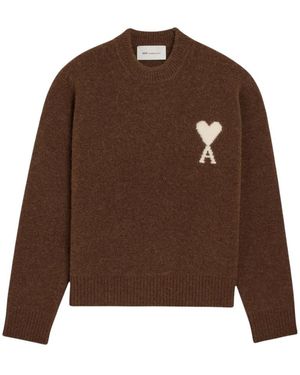 Ami Paris Round-Neck Knitwear - Marrón