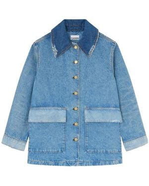 Ganni Denim Jackets - Blue