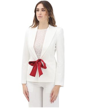 ViCOLO Witte Jas Met Rode Strik - Rood