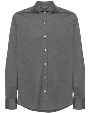 Brunello Cucinelli Overhemden ,Grijs ,Katoen Zijden Shirt