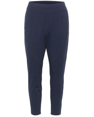 Cream Cropped Trousers - Blue