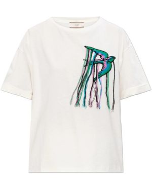Akep Tops ,Wit ,Katoen T-Shirt Met Patch