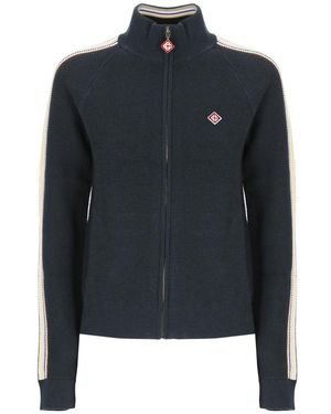 CASABLANCA Truien & Vesten ,Blauw ,Katoen Sweatshirt Met Hoge Kraag En Rits