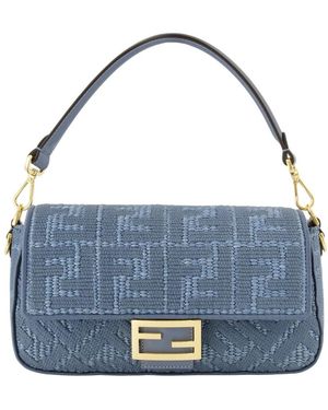 Fendi Sac Baguette Met Raffia-Effect - Blauw