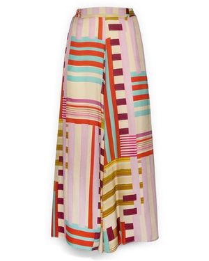 Elena Miro Broeken ,Roze ,Satijn Printed Satin Palazzo Pants - Rood