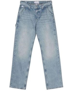 Calvin Klein Denim Straight Leg Hose - Blau
