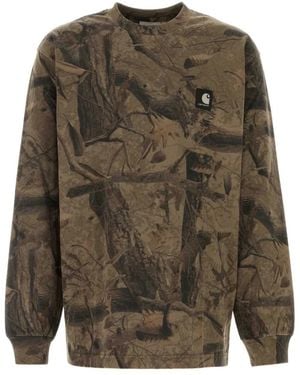 Carhartt Tops ,Veelkleurig ,Katoen/S Feather Tree T-Shirt - Groen
