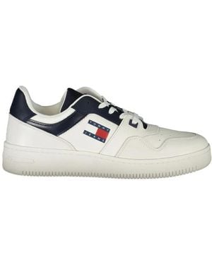 Tommy Hilfiger Blauer Leder Herren Sneaker - Weiß