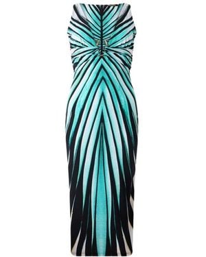Roberto Cavalli Ray Of Sea Print Dress Midi - Blue