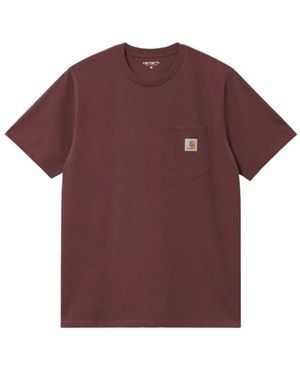 Carhartt Weißes T-Shirt Mit Tasche Logo Kurzarm - Lila