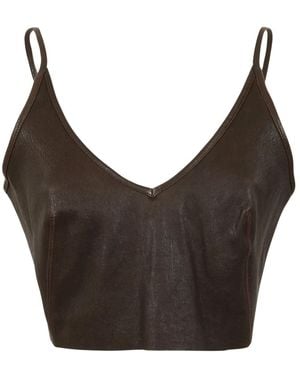 Rick Owens Tops ,Bruin ,Katoen Crop Top Met V-Hals