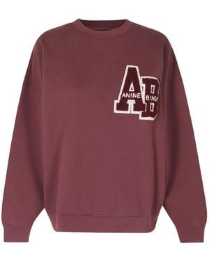 Anine Bing Hoodies & Sweatvesten ,Rood ,Katoen Miles Sweatshirt Letterman - Paars