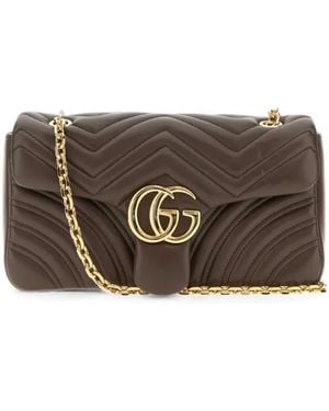 Gucci Tassen ,Leer Gg Marmont Medium Schoudertas - Bruin