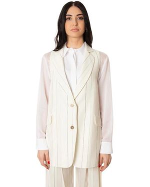 Semicouture Jassen ,Wit ,Leer Gilet Elenoir