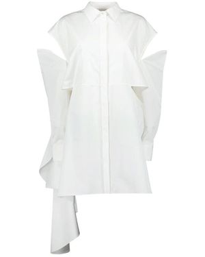 McQueen Asymmetrisches Hemdkleid Aus Baumwolle - Weiß