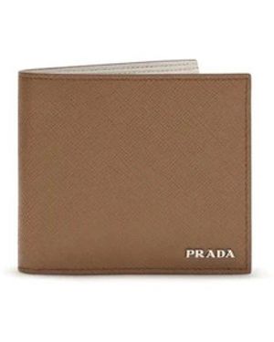 Prada Saffiano Leder Bi-Fold Geldbörse - Braun