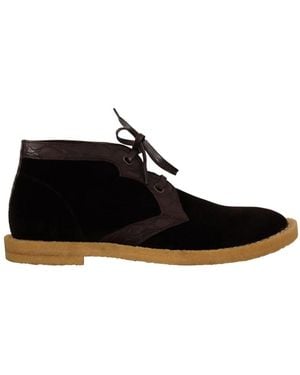 Dolce & Gabbana Luxuriöse samt- und kaimanleder ankle boots - Schwarz