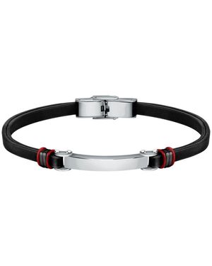 Sector No Limits Bandy armband silber schwarz edelstahl leder
