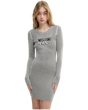 Moschino Gebreide Jurk Met Patroon - Grijs