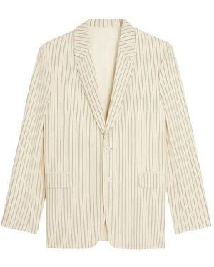 Celine Gestreifter Wollblazer - Natur