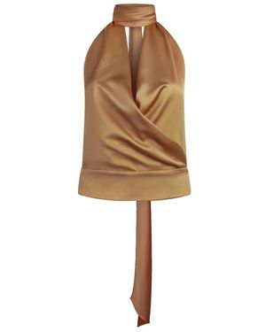 ANDAMANE Tops ,Bruin ,Polyester Gedrapeerde Top - Naturel
