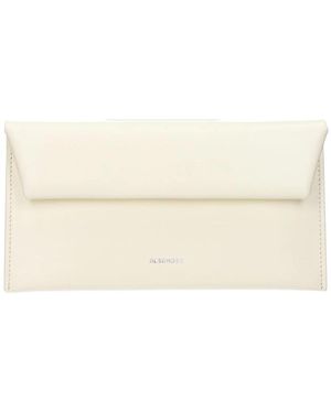 Jil Sander Leren Envelop Clutch - Naturel