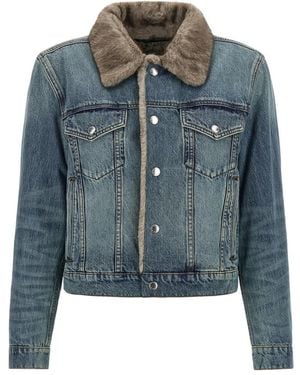 Alexander Wang Jassen ,Blauw ,Denim Denim Jas Met Faux Fur Voering