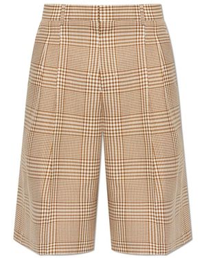 Ami Paris Korte Broeken ,Bruin ,Wol Shorts Met Schotse Ruit - Naturel