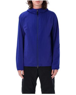 Snow Peak Blaue isolierte jacke kapuze reißverschlusstaschen